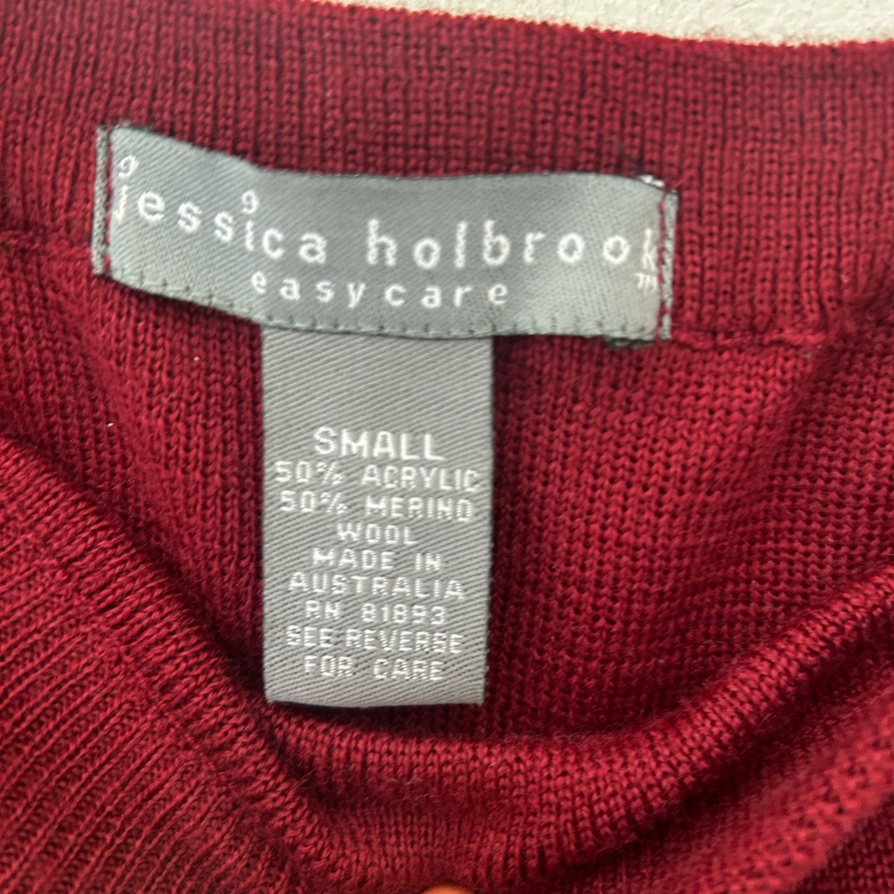 Vintage Jessica Holbrook Small Merino Wool Blend Wine Midi Skirt - Picture 2 of 6
